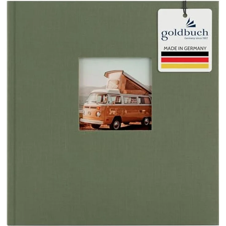 goldbuch Bella Vista 27 309 Fotoalbum, Erinnerungsalbum im Format 30 x 31 cm, 60 weiße Seiten, Pergamin-Trennblätter, Leineneinband in Grün mit Bildausschnitt Artischocke – Bild 1