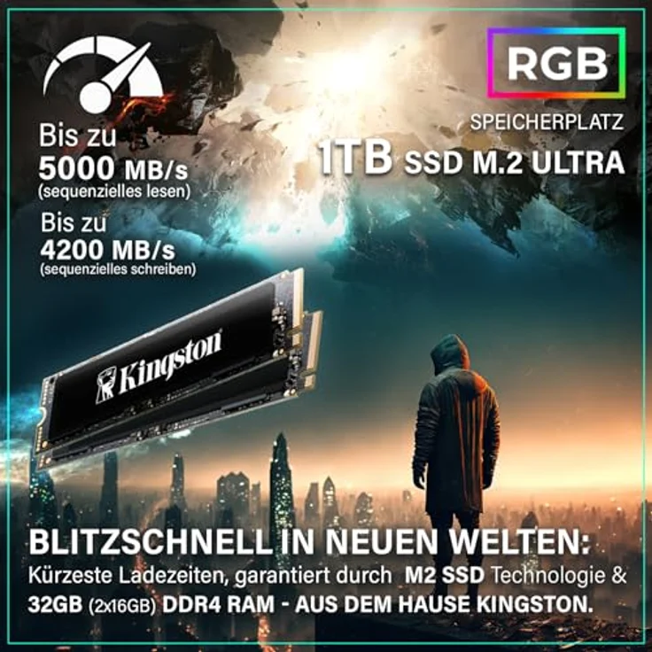GREED Greed® MK2 - High End Gaming PC - AMD Ryzen 7 5700X, Nvidia GeForce RTX 5060, 4,7 GHz, 32GB RAM, 1TB SSD, Windows 11 Pro, 4K Gaming – Bild 5