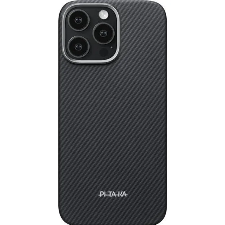 Pitaka MagEZ Case 6 600D, Ultraschlanke Smartphone Hülle für iPhone 16 Pro, Schwarz/Grau, MagSafe-kompatibel mit erhöhtem Kameraring und rutschfestem Grip