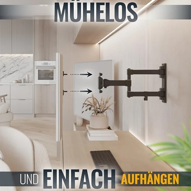 RICOO TV-Wandhalterung S3911, bis 27 Zoll, schwenkbar und neigbar, VESA 100x100, schwarz, max. 20 kg Belastbarkeit – Bild 2