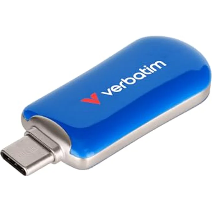 Verbatim Plectra USB-C Stick 64 GB, 3.2 Gen 1 Flash Drive mit bis zu 100 MB/s, kompakter Speicher für iPad, iPhone, Smartphone, Laptop, PC, blau – Bild 1