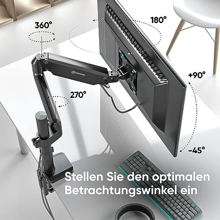 ONKRON VESA Monitor Halterung Tisch/Monitor Arm 1 Monitor schwenkbar für 13-34 Zoll Bildschirme 2-12 kg min VESA 75 x 75 max VESA 100x100 Tischhalterung G75-B Schwarz – Bild 3