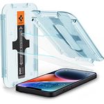Spigen Glas.tR EZ Fit Schutzfolie kompatibel mit iPhone 14 Plus, iPhone 13 Pro Max, 2 Stück, Kratzfest, 9H Härte Folie