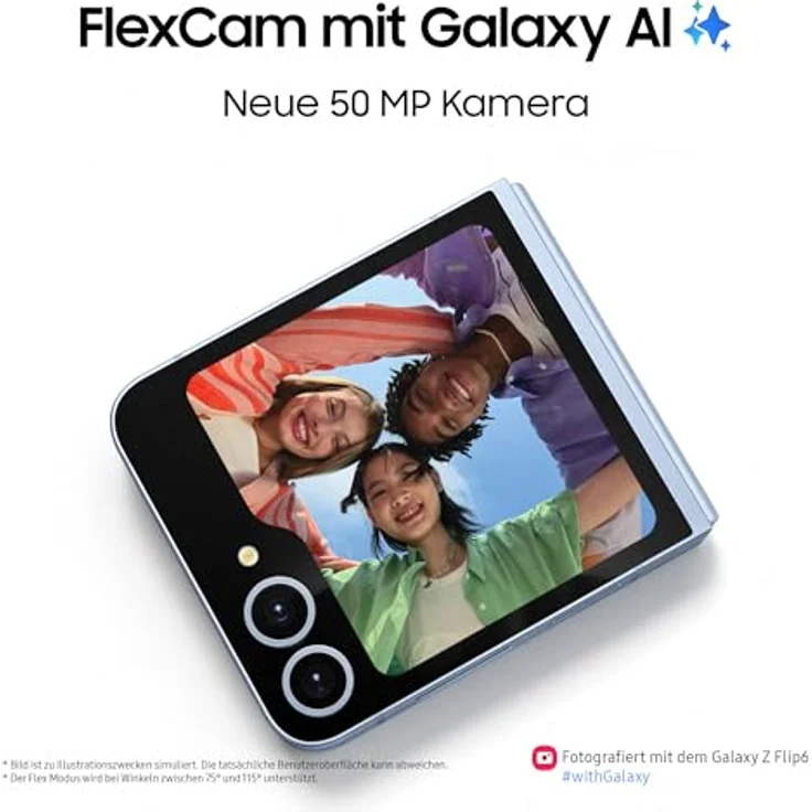 Samsung Galaxy Z Flip 6 AI-Smartphone, 50-MP-Kamera, 256 GB Speicher, Blue – Bild 3