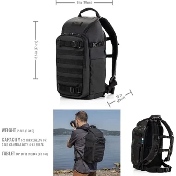 Tenba Sac à DOS Axis V2 16L, Rucksack für Kamera- und Tablet-Ausrüstung, Schwarz, mit RFID-Schutz und Airflow-Gurtsystem – Bild 3