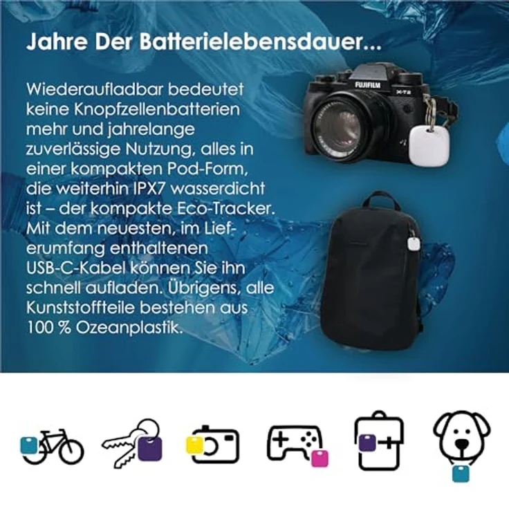 Boompods Boomtag Bluetooth Key Finder 4er Pack - Nachhaltiger Tracker aus Ozeanplastik, wasserdicht, kompatibel mit Apple Wo ist? App, austauschbare Batterie, 6 Farben verfügbar – Bild 5