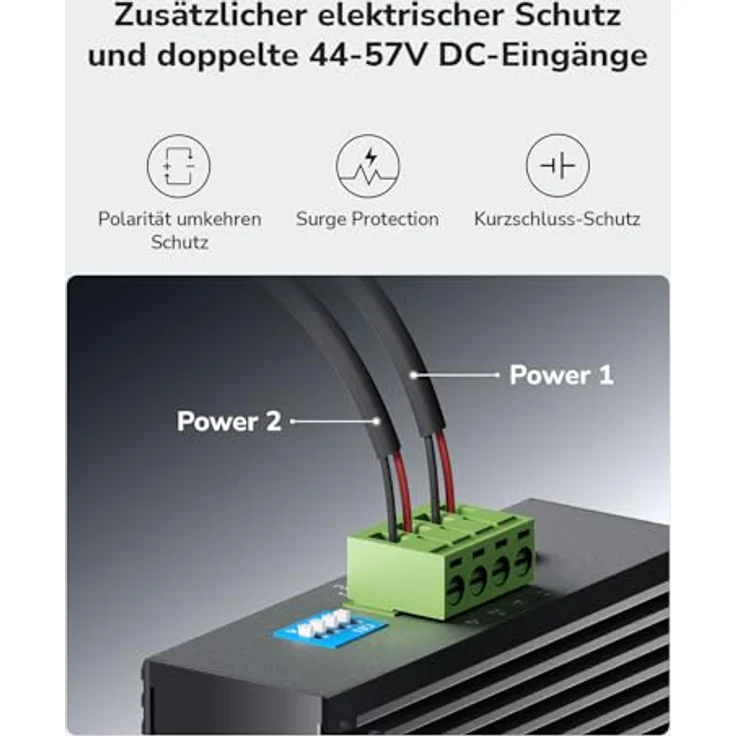 Cudy IG1008P, 8 Port Gigabit PoE-Industrienetzwerk-Switch, 802.3 at/af PoE, DIN-Schienen-Switch IP40 mit Kurzschlussschutz und Schutz vor verkehrter Polung – Bild 4