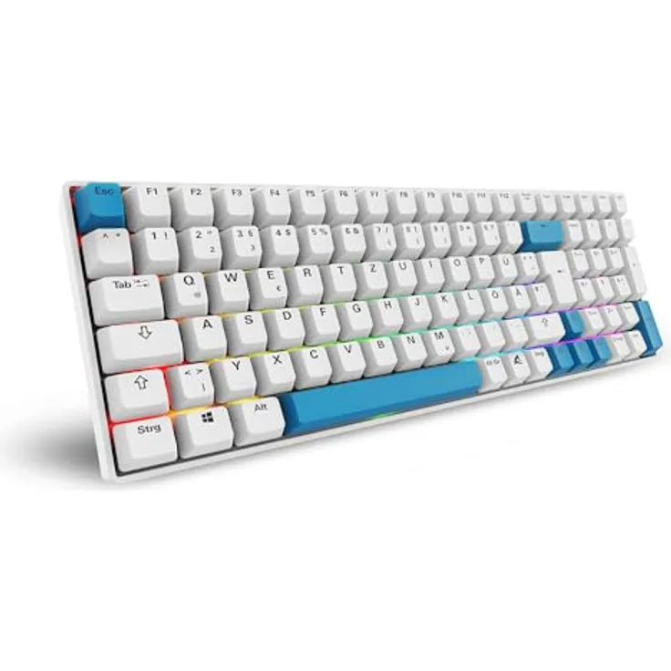 Sharkoon SGK50 S2 PBT Weiß, RGB, Gateron GPRO Gelb - Gaming-Tastatur mit Gateron GPRO Gelb Schaltern und PBT-Tastenkappen