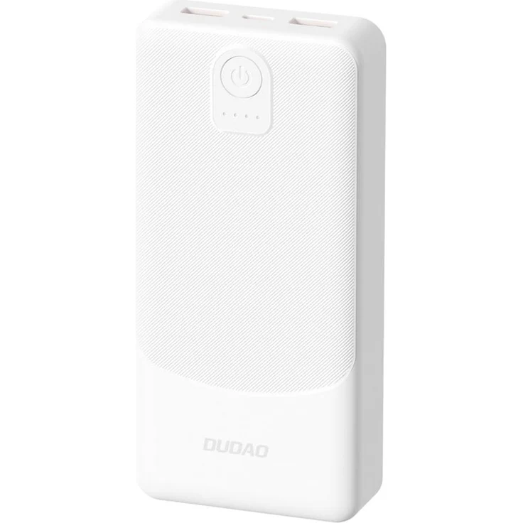 Dudao K10 Powerbank 10000mAh, 2 x USB-A, 2.4A, USB-C Unterstützung, LED-Anzeige, Weiß