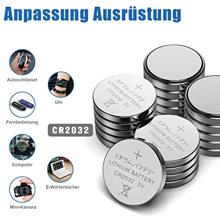 GutAlkaLi CR2032 3V Lithium Knopfzelle Elektro CR 2032 Lithium , { 4 Packungen mit je 5 Einheiten} , 20 Stück (1er Pack) – Bild 2