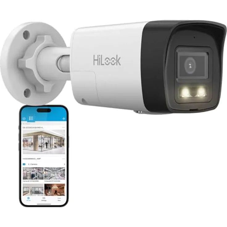 HILOOK IPC-B180HA-LUF (2.8mm), Kabelgebundene IP Überwachungskamera mit 8 MP Auflösung, Smart Hybrid Light und Bewegungserkennung 2.0