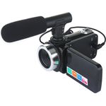 Cocosity Videokamera Camcorder Full HD Vlogging-Kamera mit externem Mikrofon, Schwarz, 24 MP, 18-fach Digitalzoom, Anti-Shake-Funktion