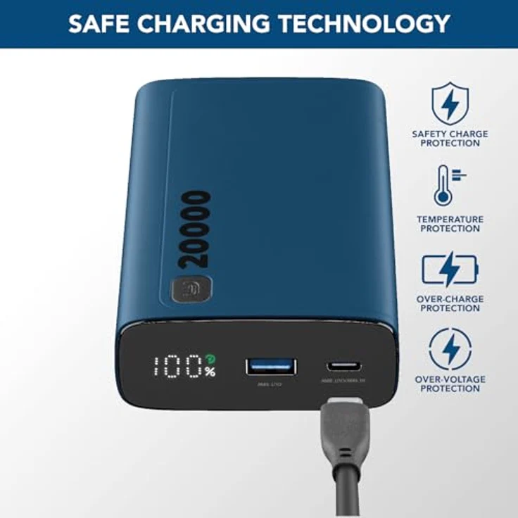Cellularline Elite 20000 PD Portable Charger Powerbank Black, 20.000 mAh, 2 USB-C-Ports, LCD-Display – Bild 5