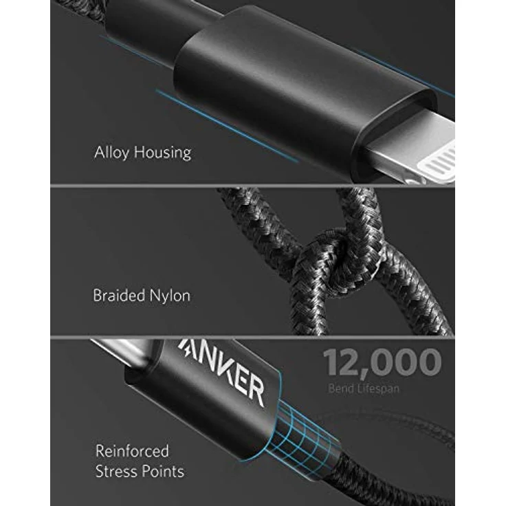 Anker 331 USB-C to Lightning Cable (Nylon), 1,8 m, schwarz (A8623012) – Bild 5