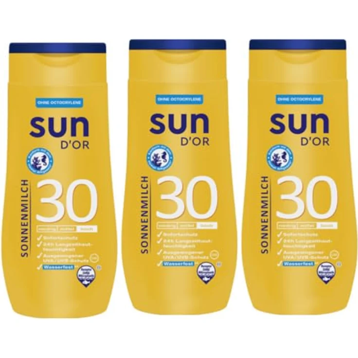 Sun D'Or Sonnenmilch Sonnenschutzmittel Sun UV Dry Protect Sport Sonnencreme LSF30 250 Mililiter x 3 STÜCK  – Bild 1