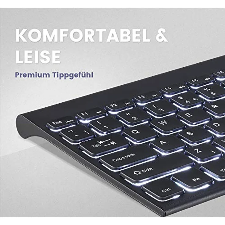Perixx PERIBOARD-429 DE Kompakte Kabelgebundene Tastatur, Weiße Hintergrundbeleuchtung, Leises Tippen, Scherentasten, Deutsches QWERTZ Layout – Bild 4