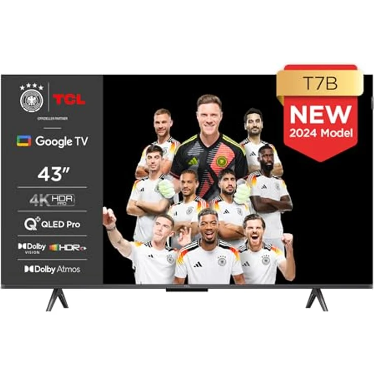 TCL 43T7B 43-Zoll QLED Pro Fernseher, 4K Ultra HD, HDR Pro, Smart TV Unterstützt von Google TV (Dolby & Atmos, Motion Clarity) – Bild 1
