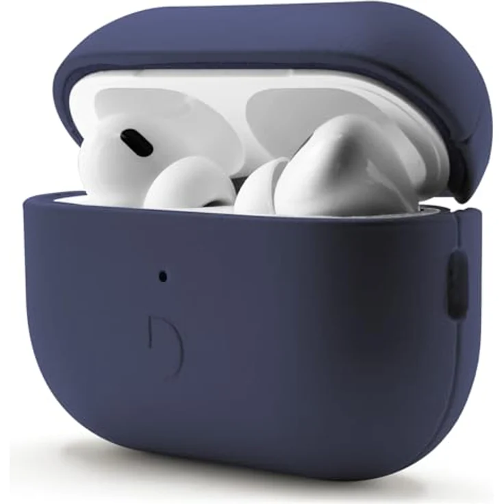 Decoded Leather Case für Apple AirPods Pro 3, handgefertigte Schutzhülle aus vollnarbigem Leder, Navy Blau, mit schockabsorbierender TPU-Basis und LED-Aussparung – Bild 2