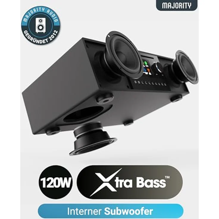 MAJORITY Quadriga Internetradio mit CD Player & Bluetooth | 120W 2.1 Stereo DAB Radio mit Eingebauter Subwoofer | Internetradio WLAN mit Spotify Connect, Podcasts, FM | Farbdisplay – Bild 2