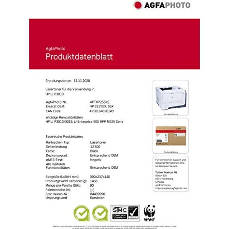 AgfaPhoto APTHP255XE Tinte für HP LJP3010 Cartridge, 12500 Seiten, schwarz – Bild 3