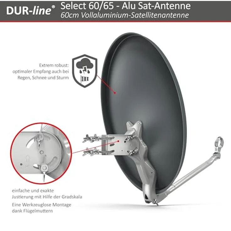 DUR-line Select 60/65cm Satellitenschüssel Alu anthrazit – Bild 5