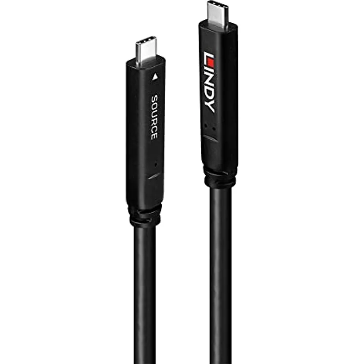 LINDY 10m USB 3.2 Gen 1 & DP 1.4 Typ C Hybrid Cable, Schwarz, Plug & Play, hohe Abhörsicherheit, ideal für Konferenzräume und LFDs