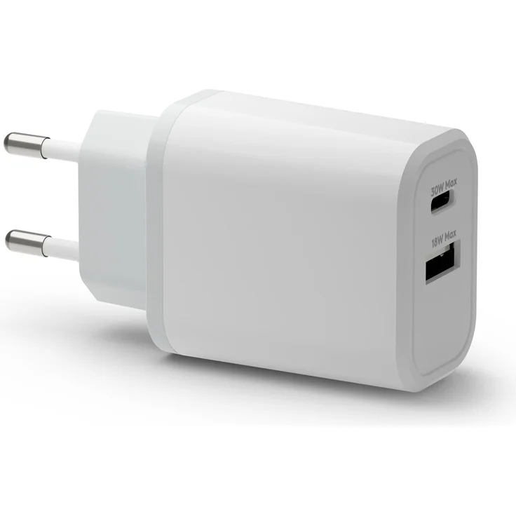 dbramante1928 re-charge (48 W), USB Ladegerät mit USB-C und USB-A Anschlüssen, Weiss, aus 100 % recyceltem Kunststoff