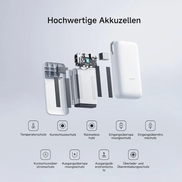 Xiaomi 22.5W Power Bank 20000mAh, integriertes USB-C-Kabel, bidirektionales Schnellladen, grau – Bild 9