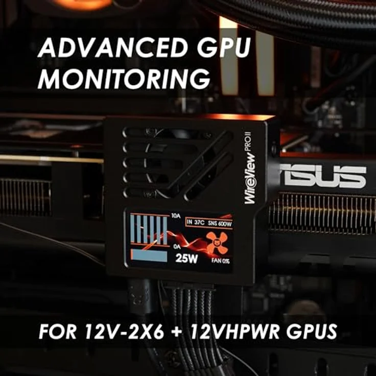 Thermal Grizzly WireView Pro II GPU Schwarz, Monitoring- und Strommessgerät für 12V-2x6- und 12VHPWR-Grafikkarten mit Per-Pin-Strommessung und TFT-IPS-Display – Bild 2