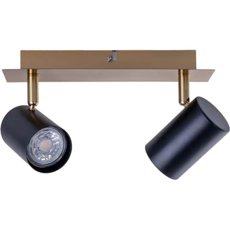 Näve Leuchten - 2er Wand- und Deckenleuchte Frida in Metall, 24 cm lang, Schwarz/Gold, Deckenstrahler GU10 für Esszimmer, Wohnzimmer, Diele oder Büro