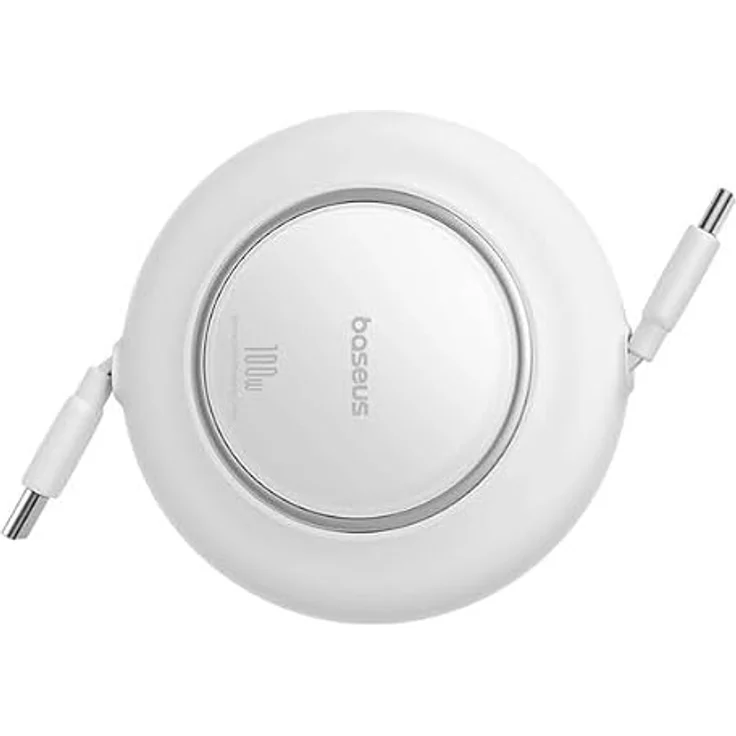 Baseus Free2Pull Mini 100W, 2m USB-C Kabel mit automatischem Rückzug, Weiß – Bild 1
