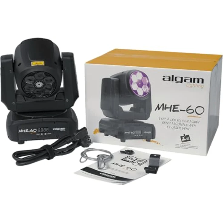 Algam Lighting MHE60, Moving-Head-Licht mit 6 x 15W RGBW LEDs und 50mW grünem Laser, DMX-steuerbar, 540° PAN, 200° TILT – Bild 4