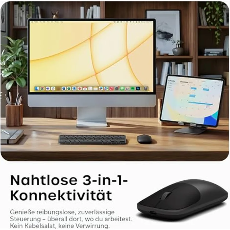 Satechi Slim EX Wireless Maus, kabellos, Dual Bluetooth, ergonomisch, schwarz – Bild 2