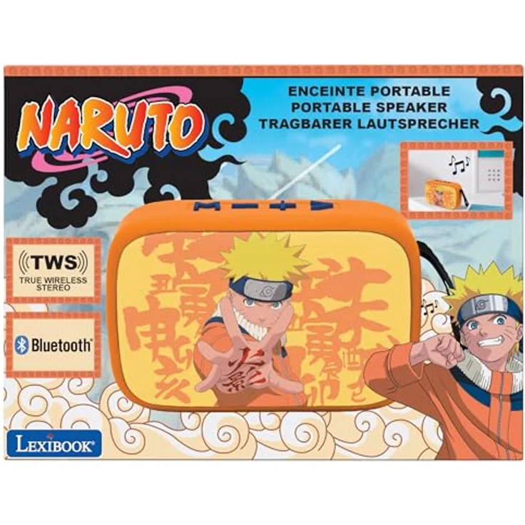 Lexibook BT018NA, Tragbarer Bluetooth-Lautsprecher im Naruto-Design, kabellos, USB-C, SD/TF-Karten-Slot, wiederaufladbarer 1200-mAh-Akku, orange – Bild 5