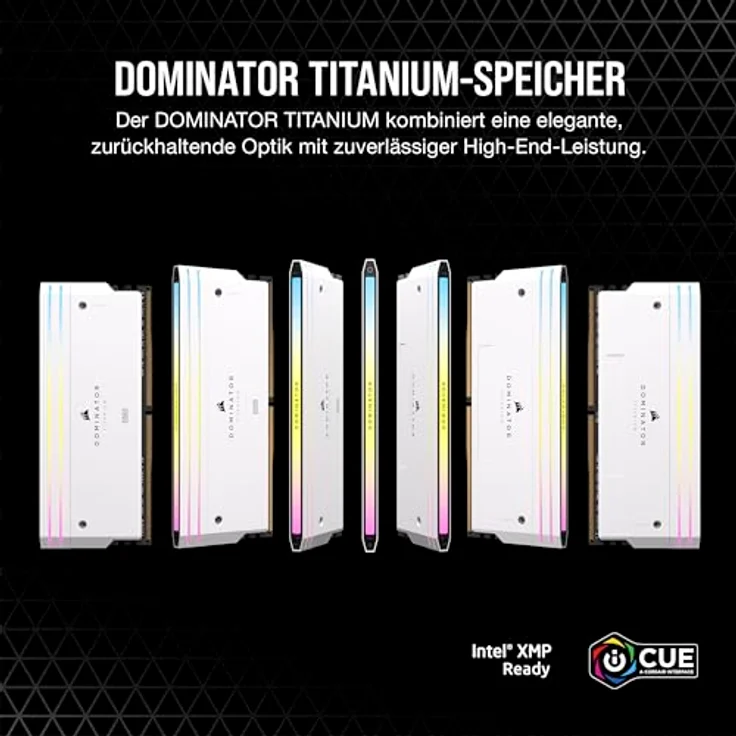 CORSAIR Dominator Titanium RGB DDR5 RAM 64GB (2x32GB) DDR5 6400MHz CL32 Intel XMP iCUE-Kompatibler Computerspeicher - Weiß (CMP64GX5M2B6400C32W) – Bild 2