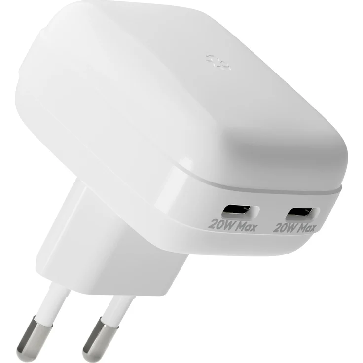 dbramante1928 Re-Charge - EU Flat Wall Charge (20 W), USB Ladegerät mit dualen Anschlüssen, 100% recycelbar, Weiss