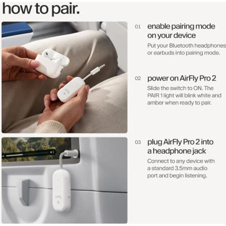 Twelve South AirFly Pro 2, Bluetooth-Audio-Transmitter für Klinke/USB-C, Weiß – Bild 6