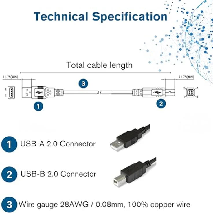 C2G - USB-Kabel - USB (M) - bis - USB Typ B, 4-polig (M) - 3,0m (USB/USB2.0) - weiß (81562) - Preisvergleich – Bild 4