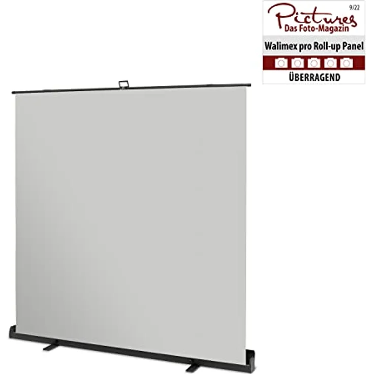 Walimex pro Roll-up Panel Hintergrund grau 210x220 (220 cm, 226 cm), Selbst stehender Hintergrund mit pneumatischem Spannmechanismus, Blau – Bild 2