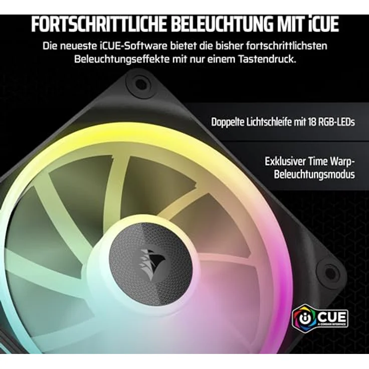 Corsair iCUE LINK LX120 RGB 120mm PWM-Lüfter Dreierpack – Dual Light Loops – Inklusive iCUE LINK System Hub – AirGuide Technologie – Schwarz – Bild 3
