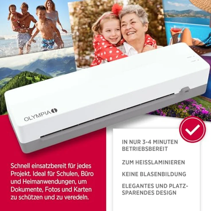 Olympia A 120 Laminiergerät A4, kompakt & benutzerfreundlich, für 80–125 Micron Folien, Arbeitsbreite bis 230 mm – Bild 2