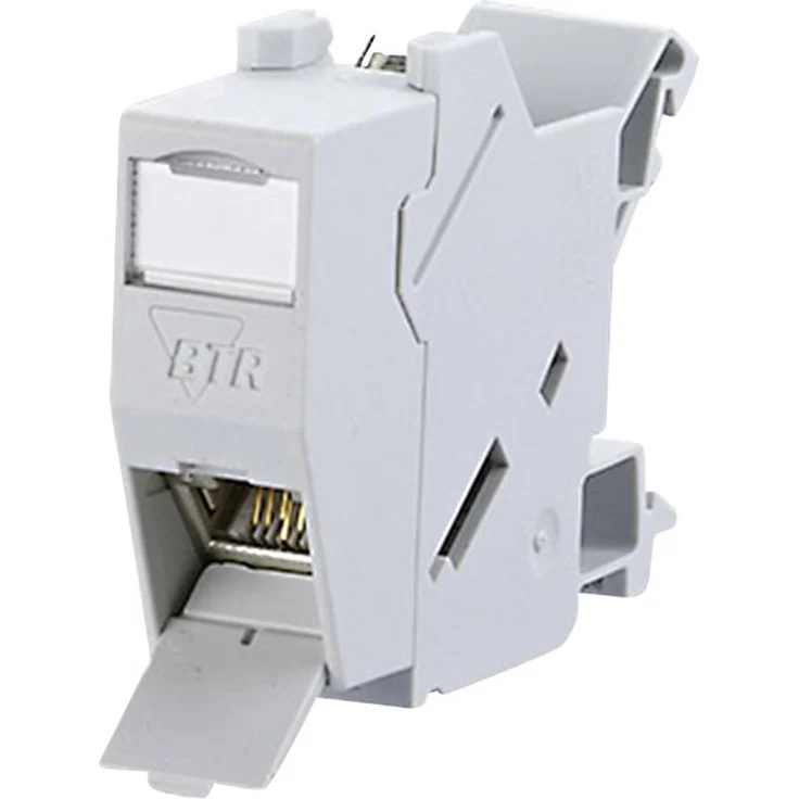Metz Connect 1309426003-E Netzwerkdose Hutschiene CAT 6, Lichtgrau (RAL 7035), E-DAT Modul RJ45, geeignet für 10 GBit Ethernet und PoE