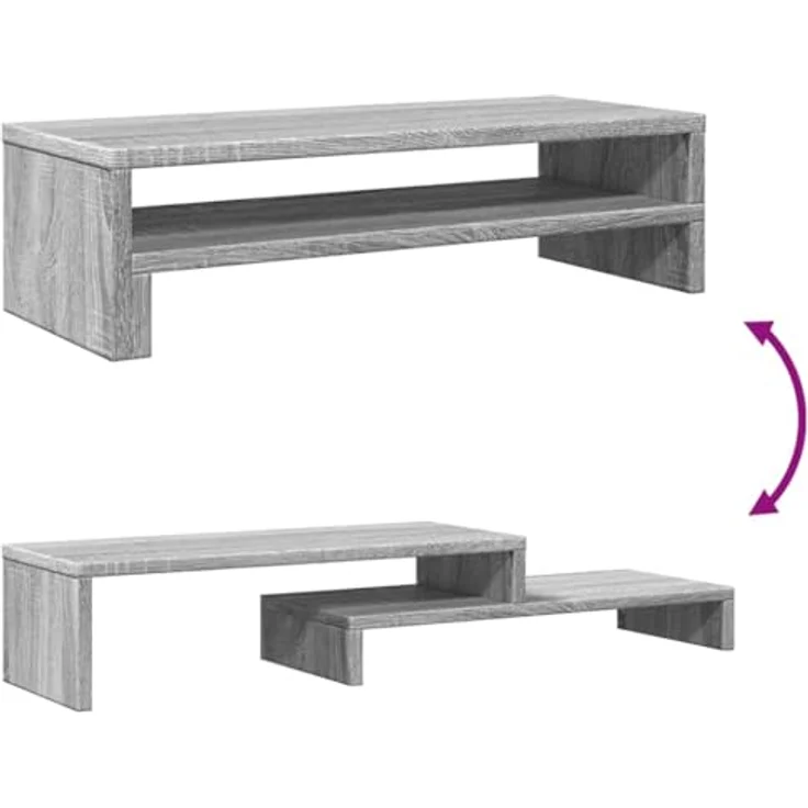 vidaXL Monitorständer Grau Sonoma, Holzwerkstoff mit Stauraum, 54x22x15 cm – Bild 4