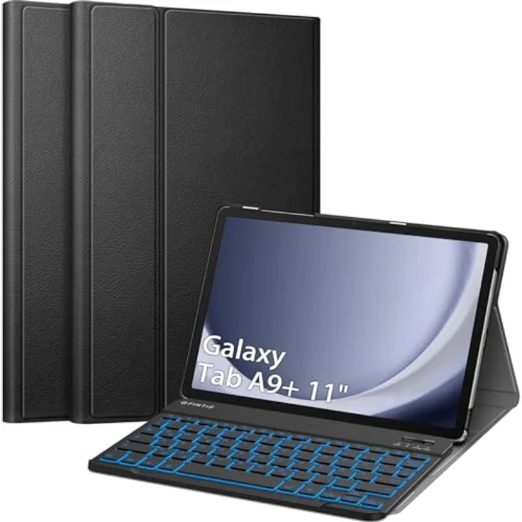 Fintie Beleuchtete Tastatur Hülle für Samsung Galaxy Tab A9 Plus 11 Zoll 2023 SM-X210/X216/X218 - Schwarz, QWERTZ Layout, Hintergrundbeleuchtung, Bluetooth, Premium Materialien – Bild 1