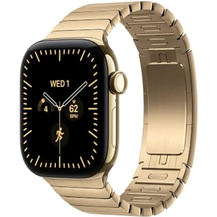 Apple Watch Link Bracelet Armband 42mm, Brilliantgold, Edelstahl-Legierung mit Doppelfeldverschluss, einstellbare Größe für Handgelenke 135–195 mm, kompatibel mit Apple Watch – Bild 2