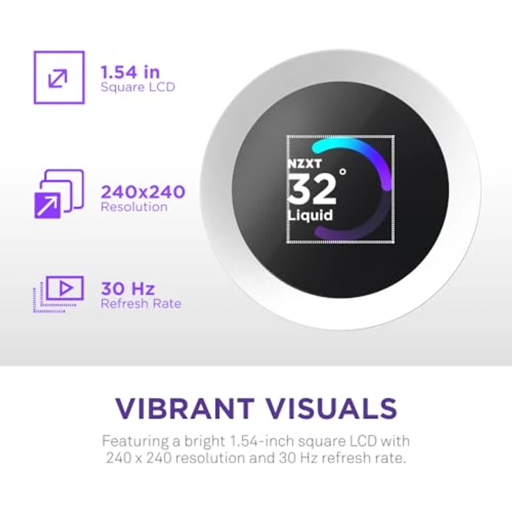 NZXT Kraken Plus 360 RGB, AIO CPU-Flüssigkeitskühler mit 360mm Radiator, 1,54" LCD und RGB Lüfter, Weiß, kompatibel mit AMD AM5/AM4 und Intel LGA 1851/1700, 1200/115X – Bild 4