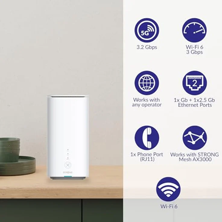 STRONG 5GROUTERAX3000, 5G Router mit SIM-Karte, Wi-Fi 6 AX3000, große Abdeckung, blaue 3,5 Gbit/s-Version - Preisvergleich – Bild 4