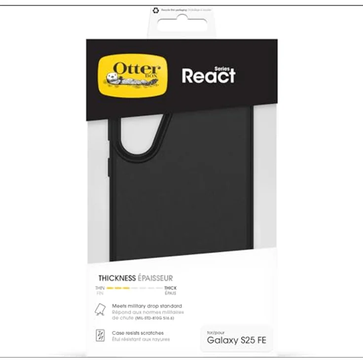 OtterBox React Series Hülle für Samsung Galaxy S25 FE, stoßfest, sturzsicher, ultraschlank, militärisch getestet, Schwarz – Bild 5