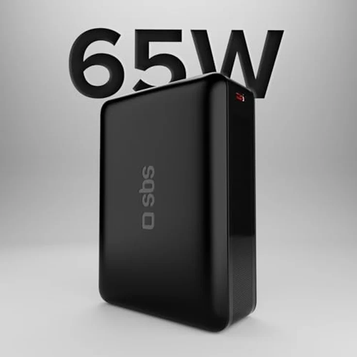 SBS NanoTube PowerBank HD, 20.000 mAh, 65 W Power Delivery, USB-C, tragbares Reiseladegerät, kompaktes Design, Schwarz – Bild 3