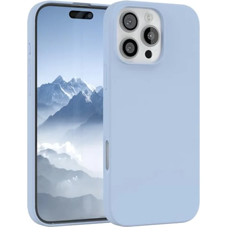 EAZY CASE Premium Silikon Handyhülle für iPhone 16 Pro Max, Slimcover mit Kameraschutz, Microfaser-Innenseite, Hell Blau – Bild 1